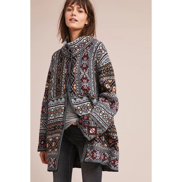 Anthropologie Sweaters - Anthropologie Aldomartins size M Oslo Jumper Coat Cardigan Sweater Coat wool alp